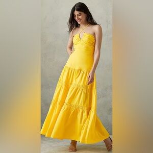 NTW Prabal Gurung by JCPenney Yellow Halter Top Maxi Dress 16W